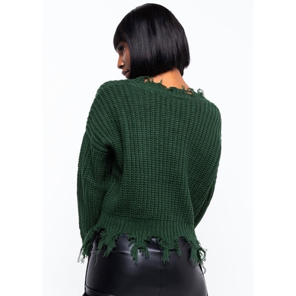 Cropped Knit Fringe Sweater - Picture 2 of 8